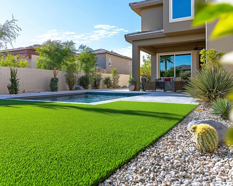 Pool Landscaping Ideas With Artificial Grass in Las Vegas