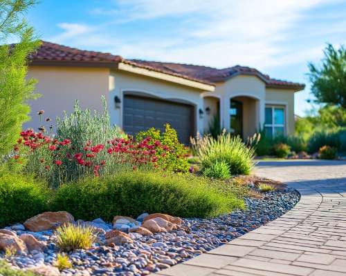 Budget Front Walkway Landscaping for Las Vegas Desert Climate