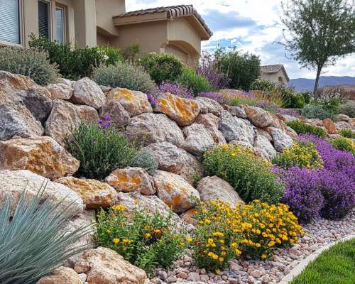 Natural Boulder Garden Designs for Las Vegas Homes